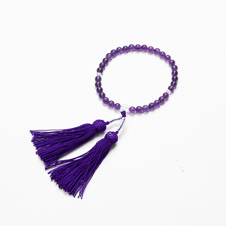 紫水晶念珠、数珠、片手用　アメシスト　8ミリ